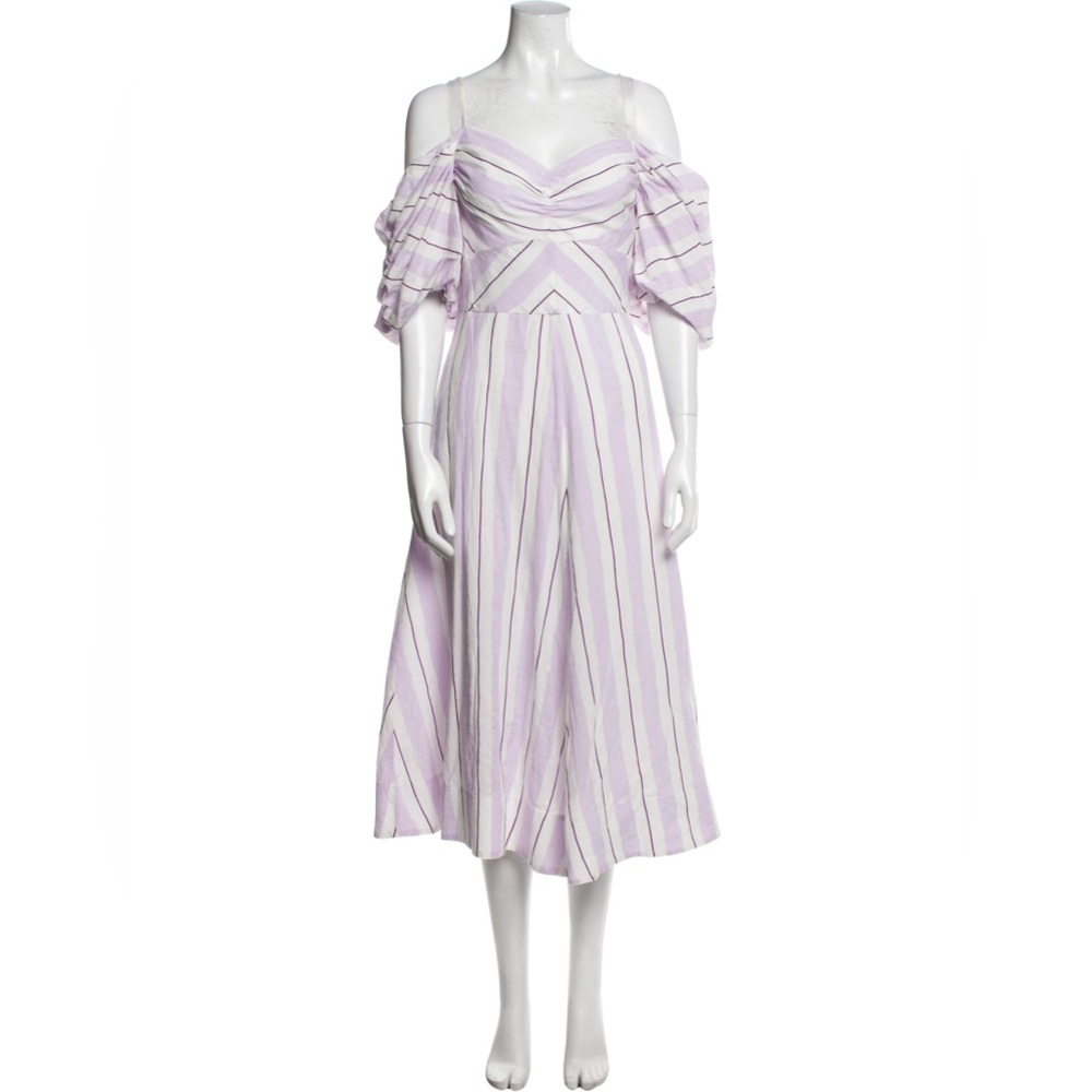 TANYA TAYLOR Striped Midi Length Dress